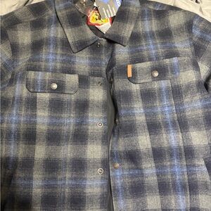Cinch Gray and Blue Plaid Shirt Jacket